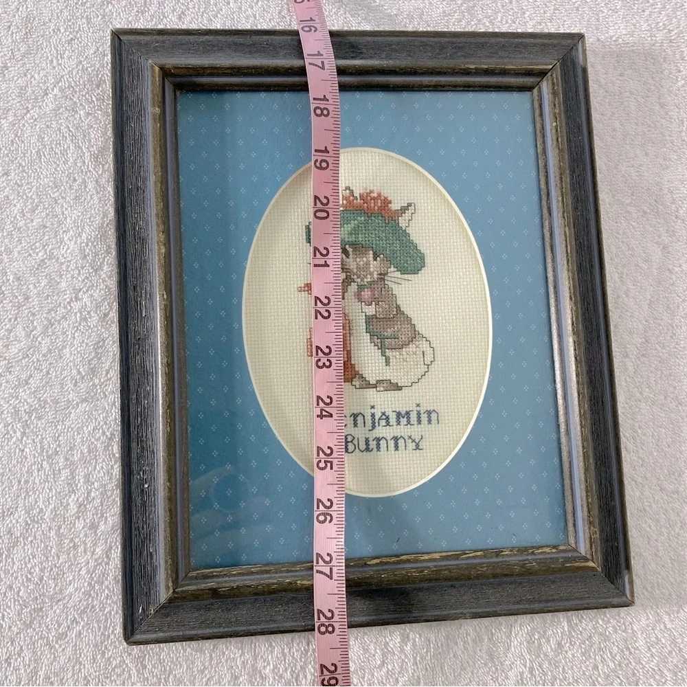 Vintage Handmade Benjamin Bunny Framed Cross Stitch Art - Picture 2 of 11